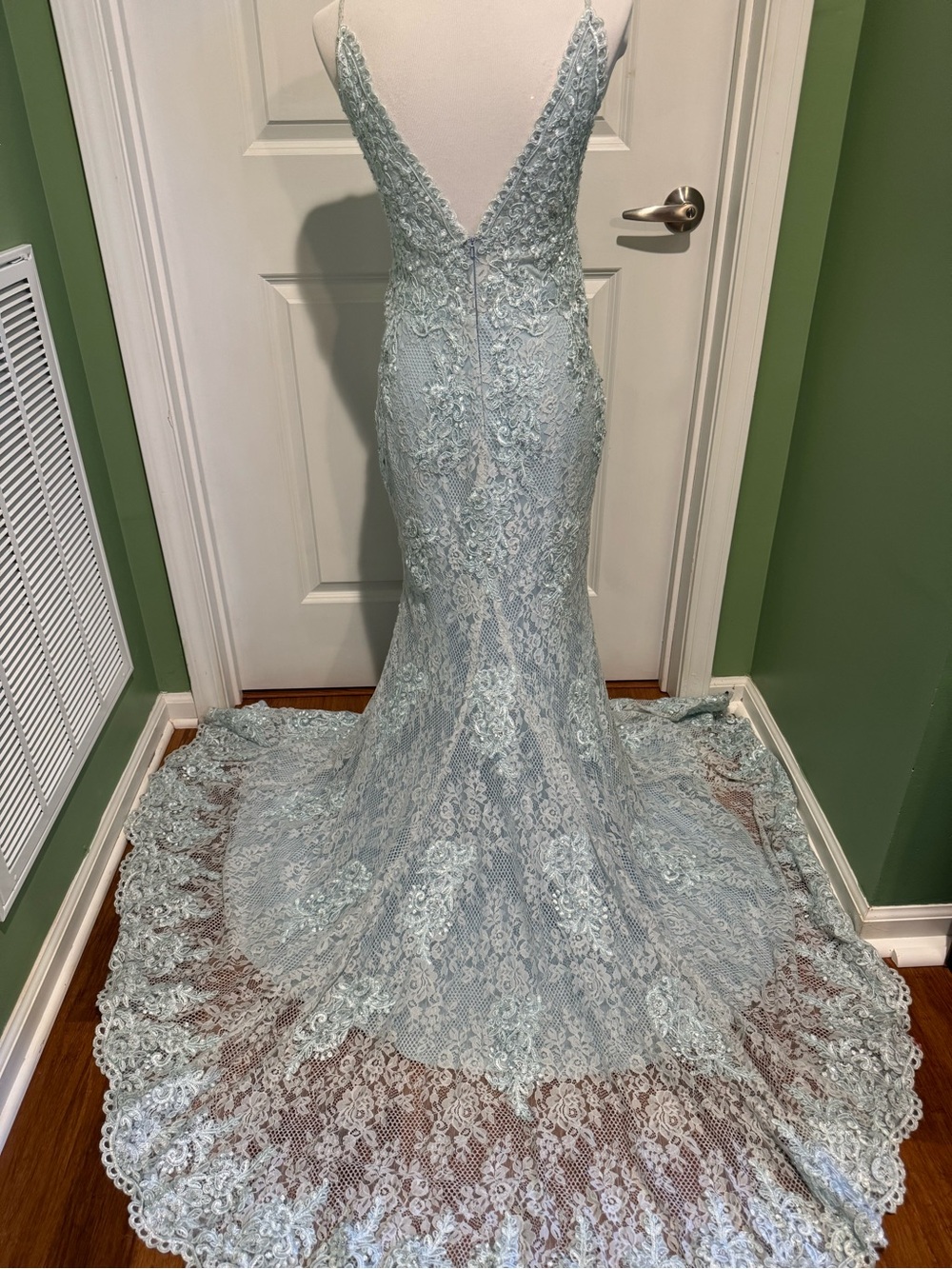 Jovani Light Blue Lace Embellished Prom Gown - Picture 2 of 5